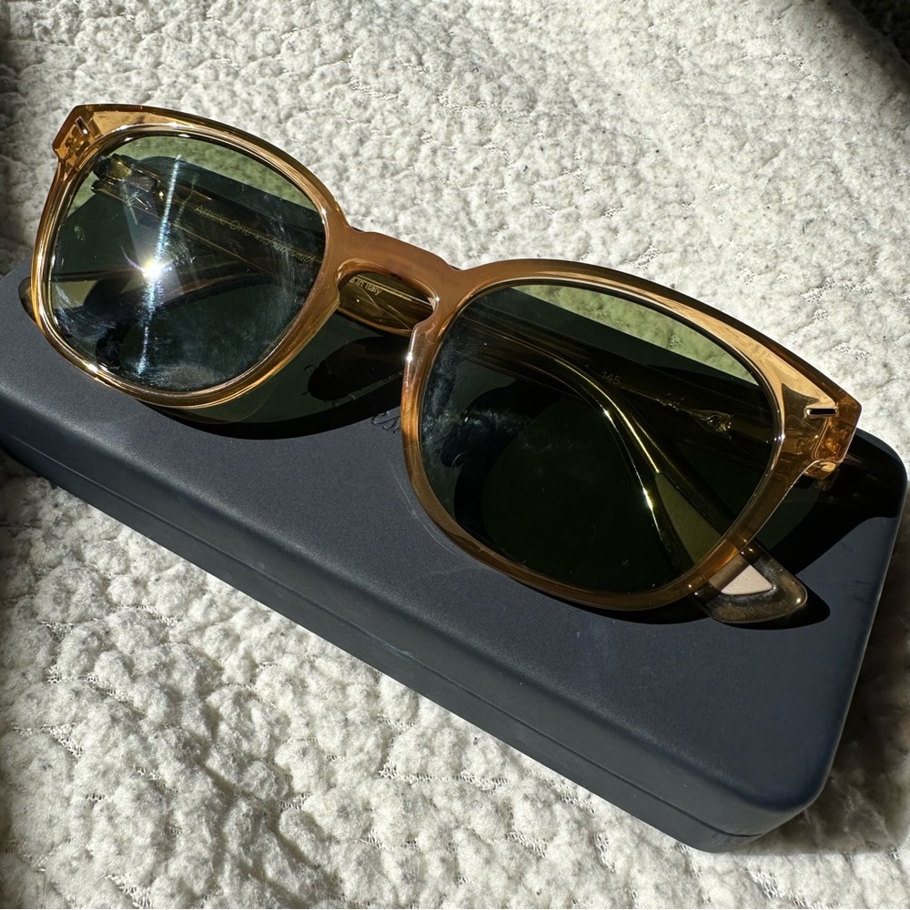 Tracksmith|Article One ‘The Charles’ Yellow Sunglasses and Case Made in Italy
